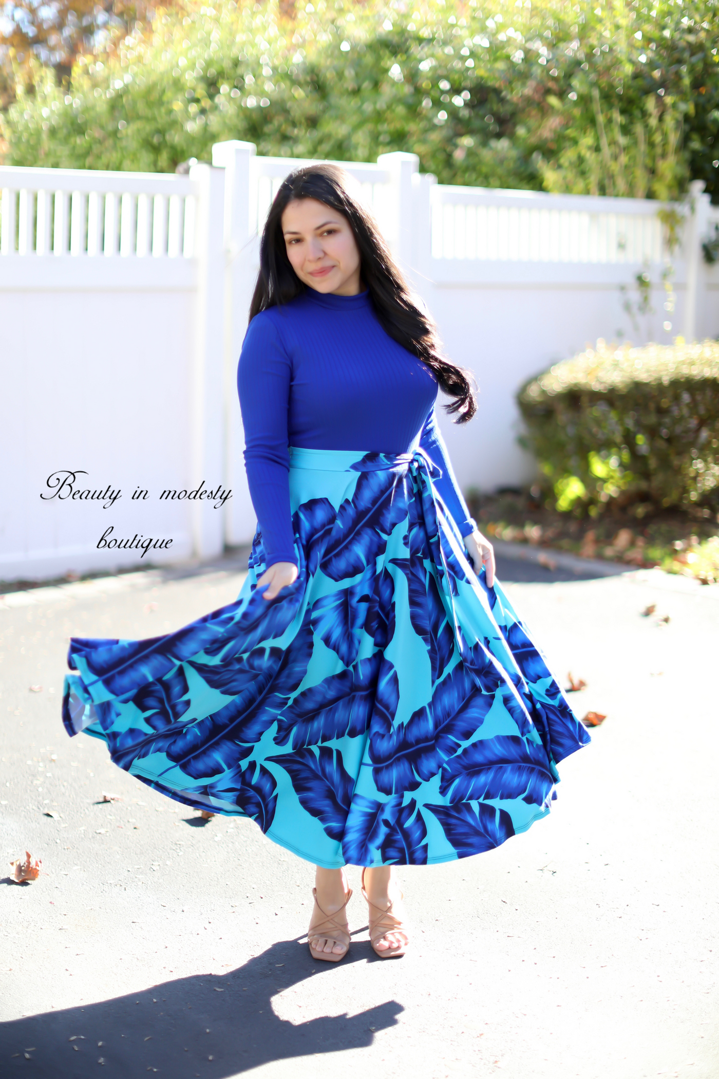 Darling Blue Leaves Midi Dress