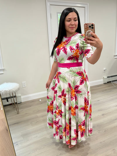 Jersey Beach Fuscia Maxi Dress