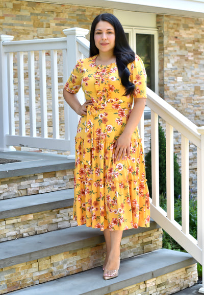 Esperanza Mustard Midi Dress