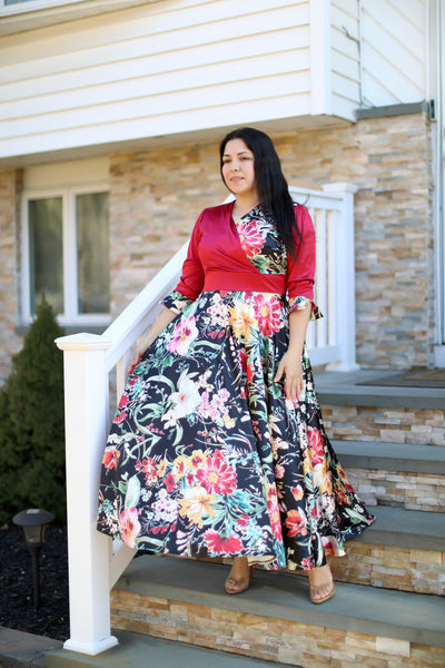 Cloe Floral Red Maxi Dress