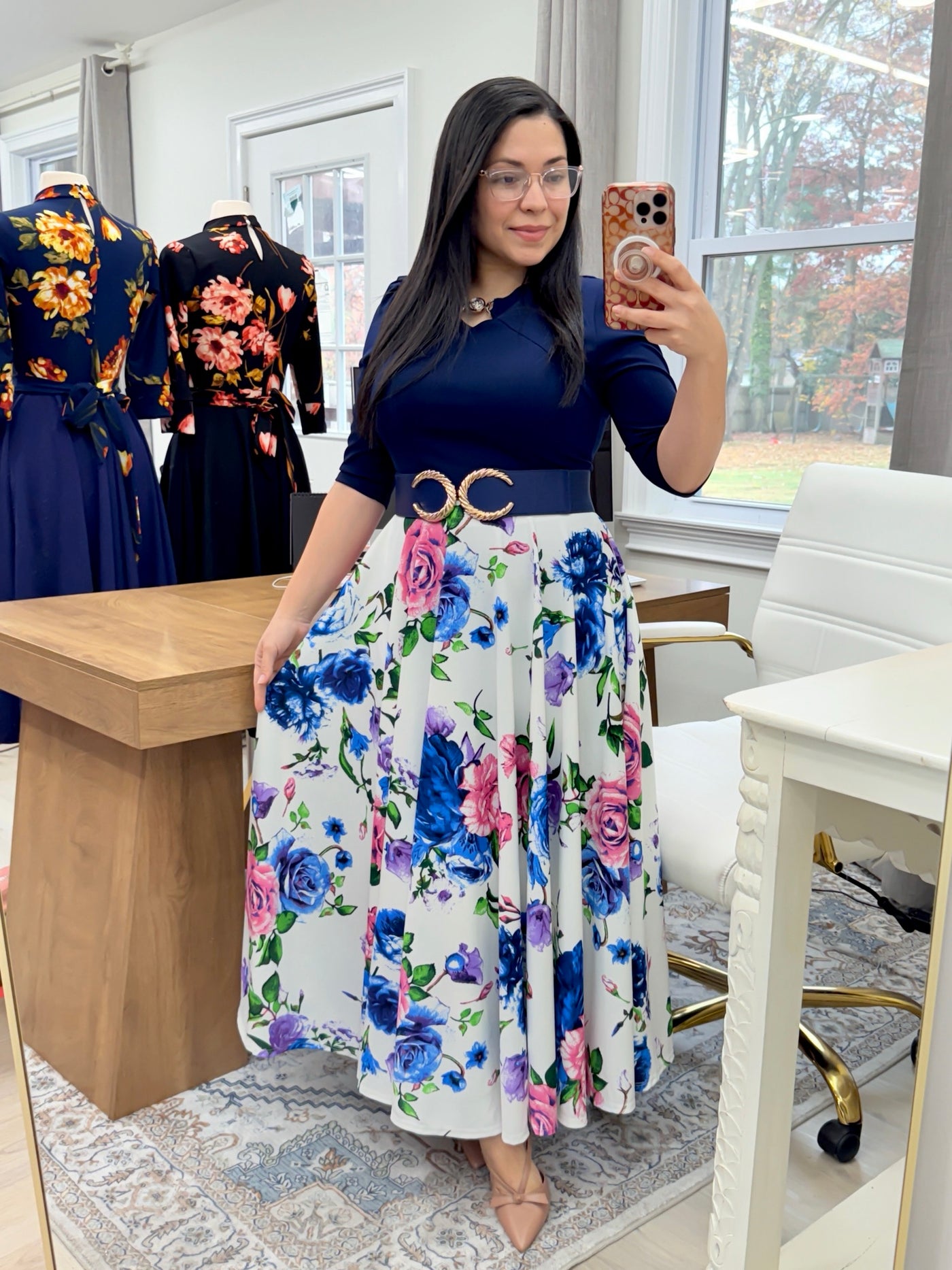 Moroccan Navy Floral Maxi Dress