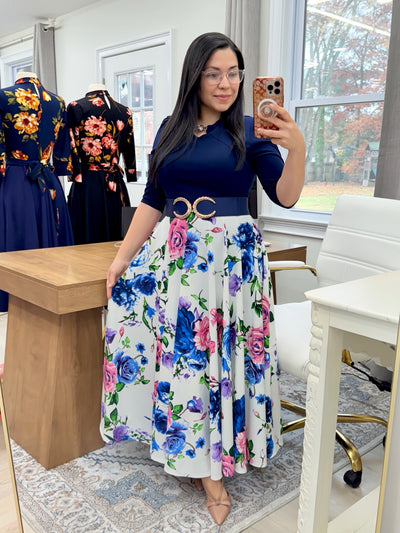 Moroccan Navy Floral Maxi Dress