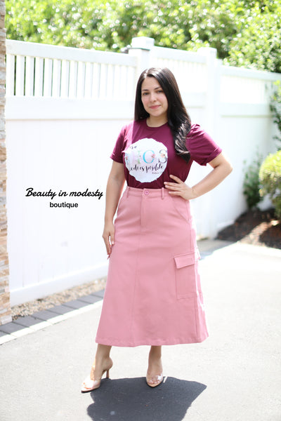 Pink Denim Denim Skirt