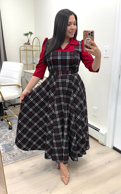 Black Red Overall Maxi Dress