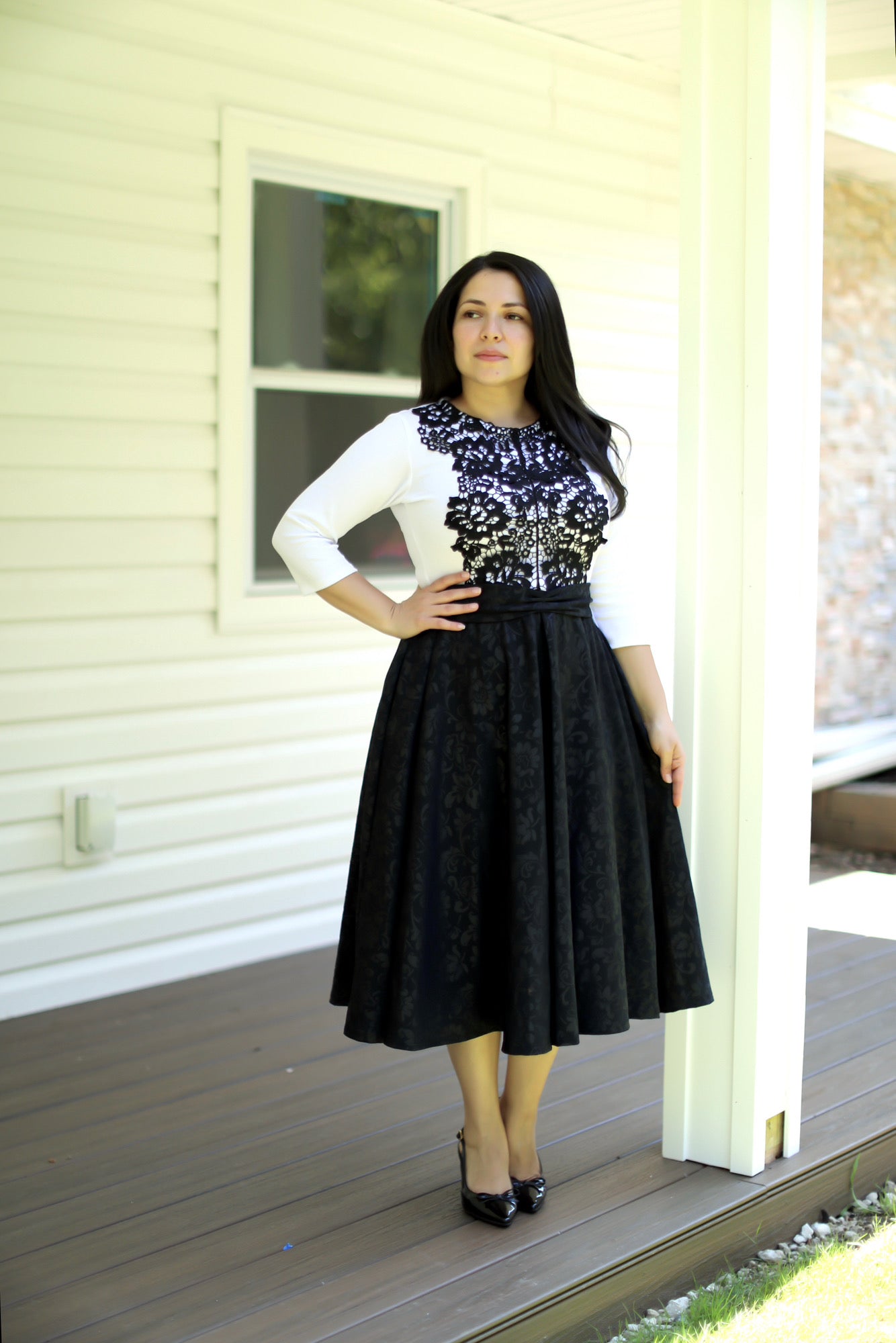 Black Lace Midi Dress