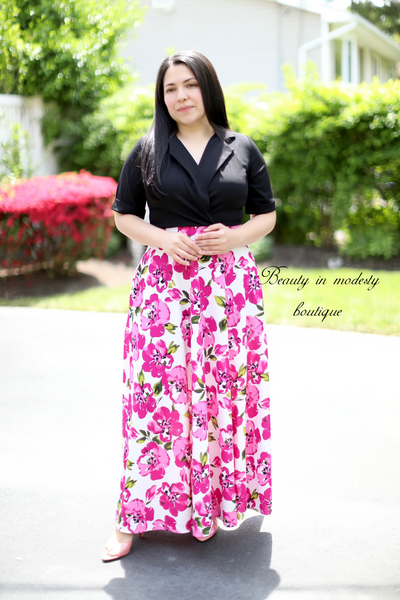 Nailah Black / Pink Maxi Dress