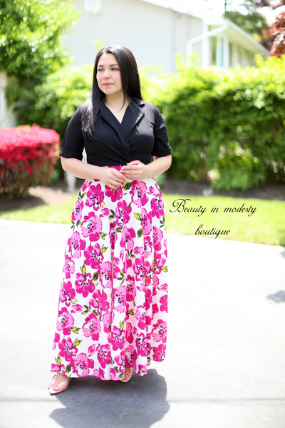 Nailah Black / Pink Maxi Dress