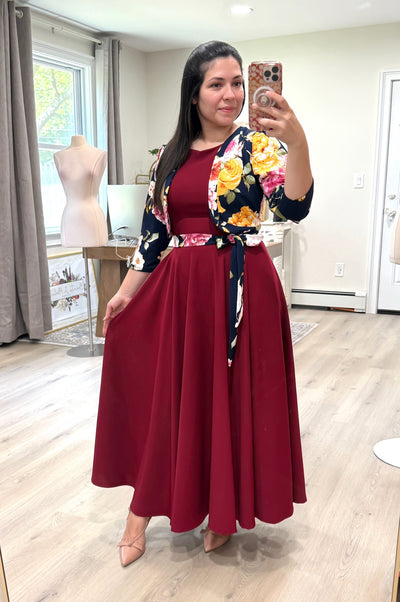 Merlyn Floral Wine Maxi Dress