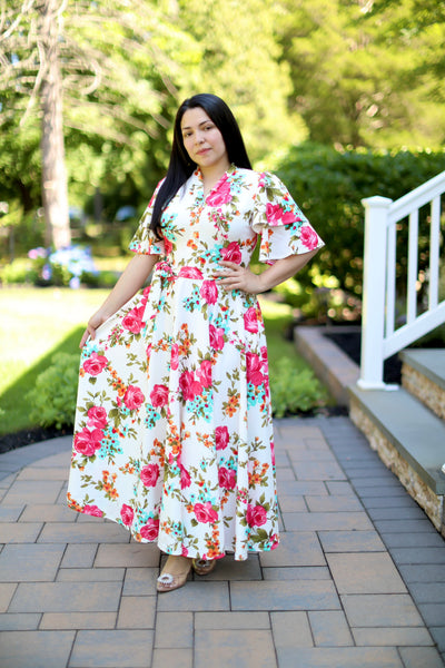 Ivory Floral Maxi Dress