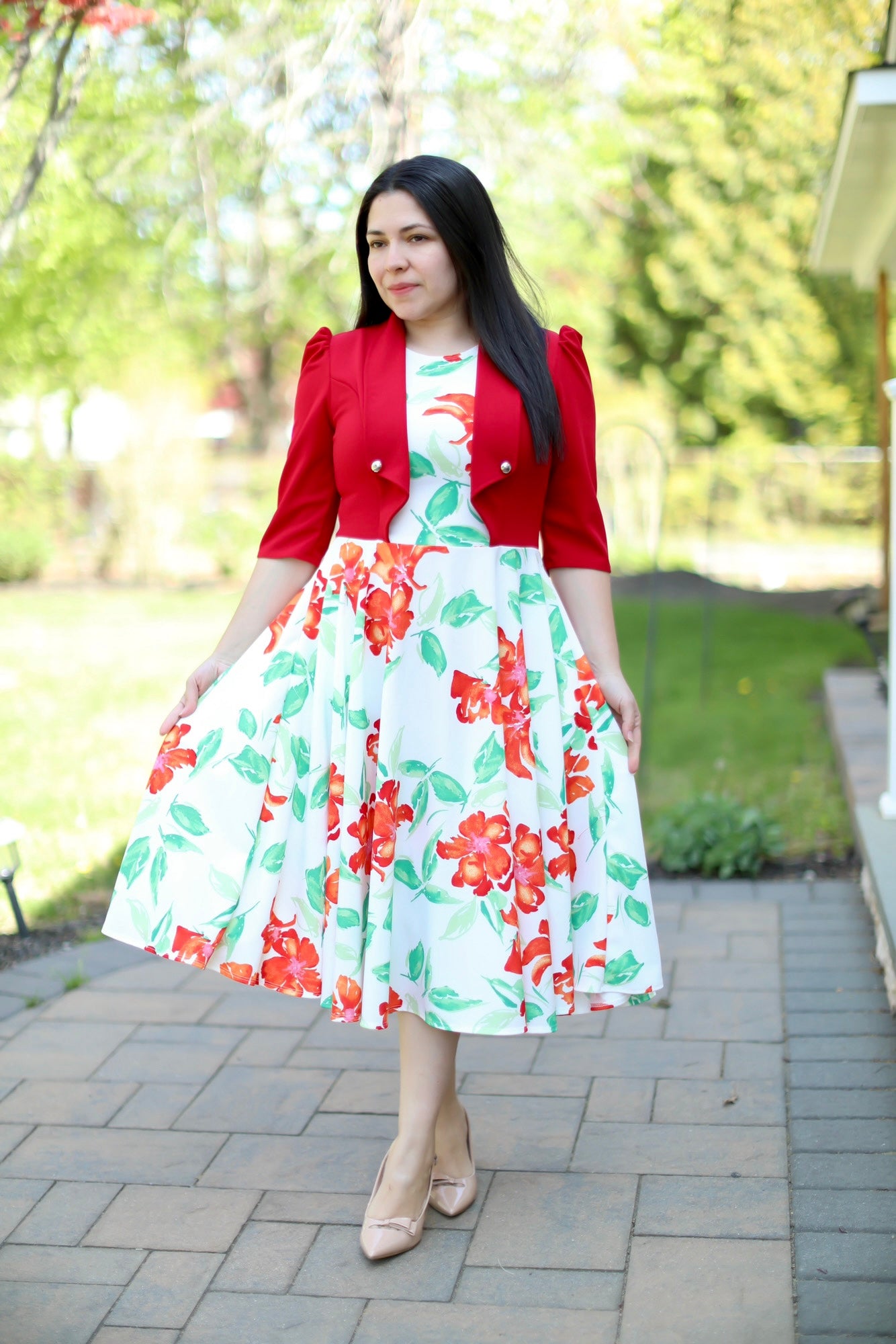 Adeline avory Red Midi Dress