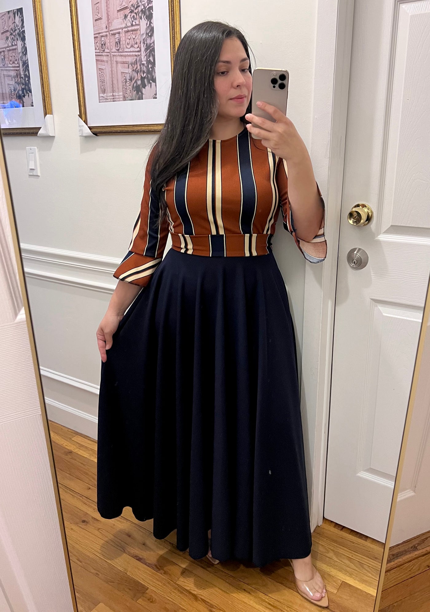 Brown Navy Maxi Dress