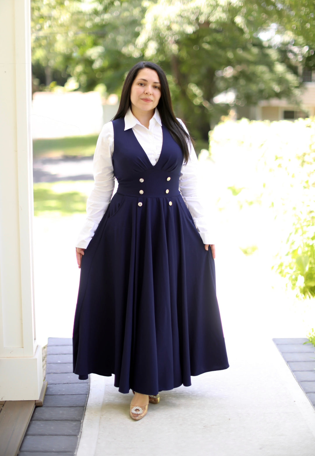 Navy Jumpers Overall Maxi Dress – Beauty In Modesty Boutique