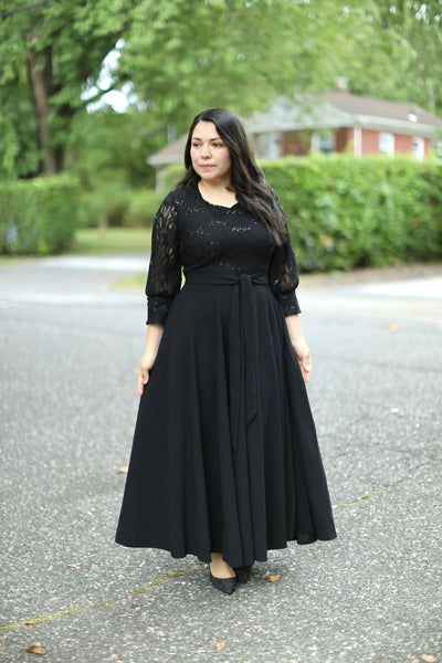 Black Sequins Maxi Dress