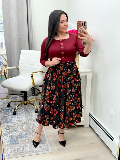 Patricia Burgundy Midi Dress