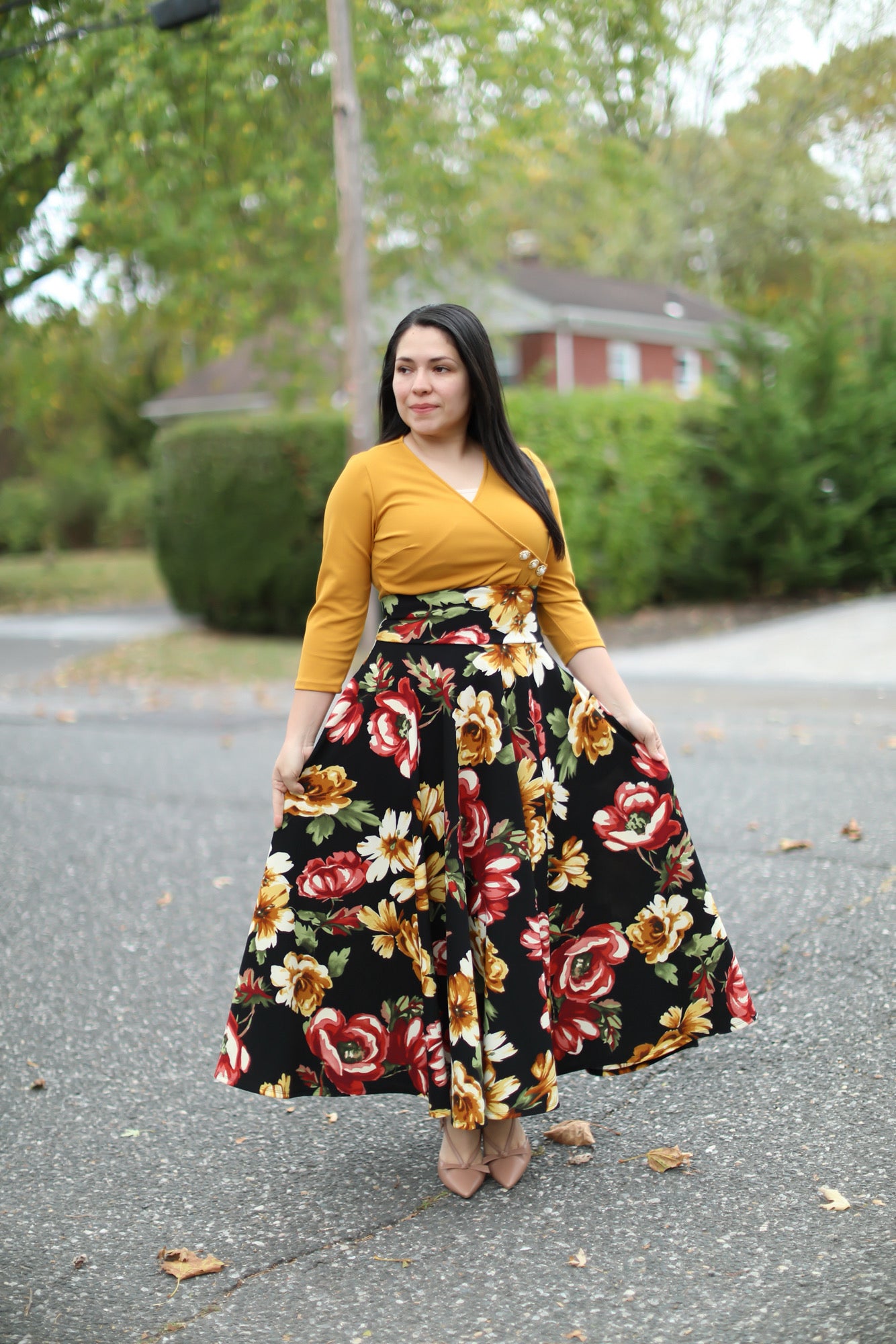 Black Floral Maxi Skirt
