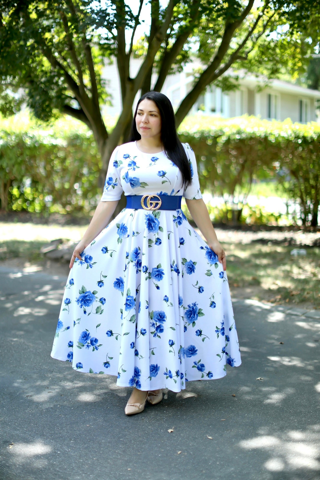 Catalina Blue Roses Maxi Dress