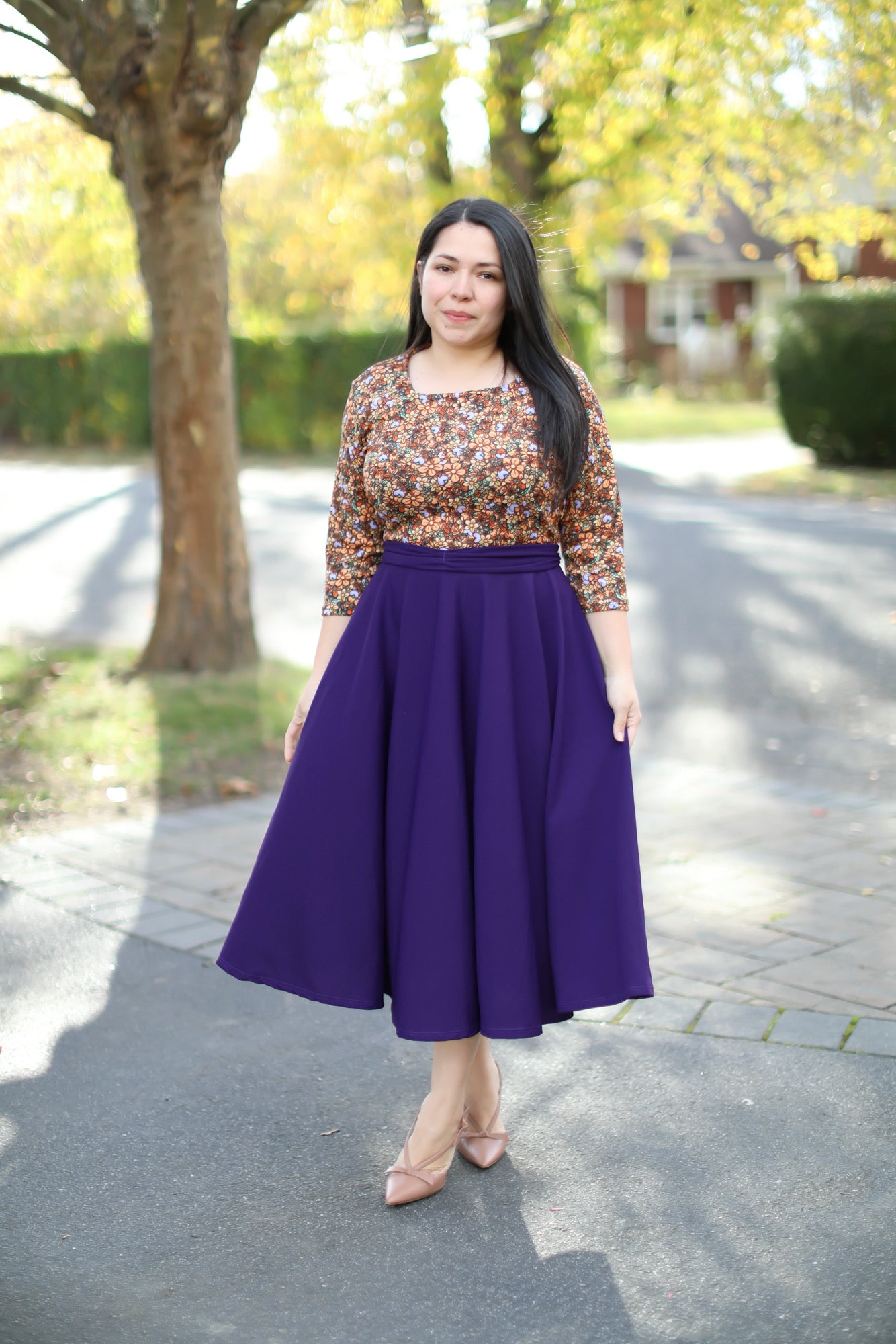 Patricia Floral Purple Midi Dress