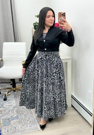 Silver Black Maxi Dress