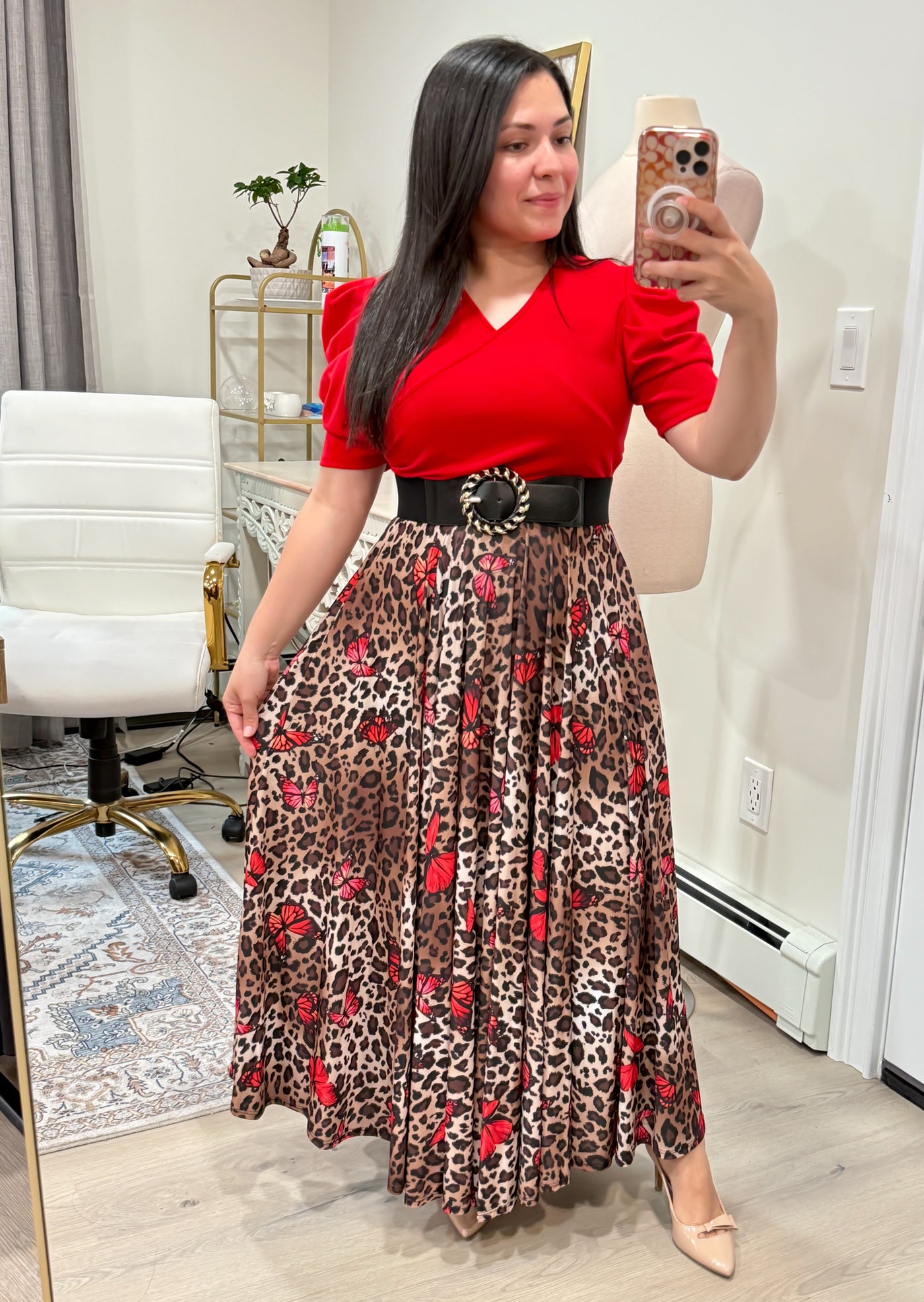 Butterflies Red Tomato Maxi Dress