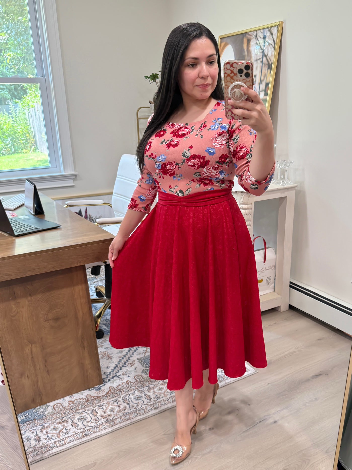 Claudia Pink Red Midi Dress