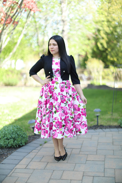 Adeline Black Floral Midi Dress