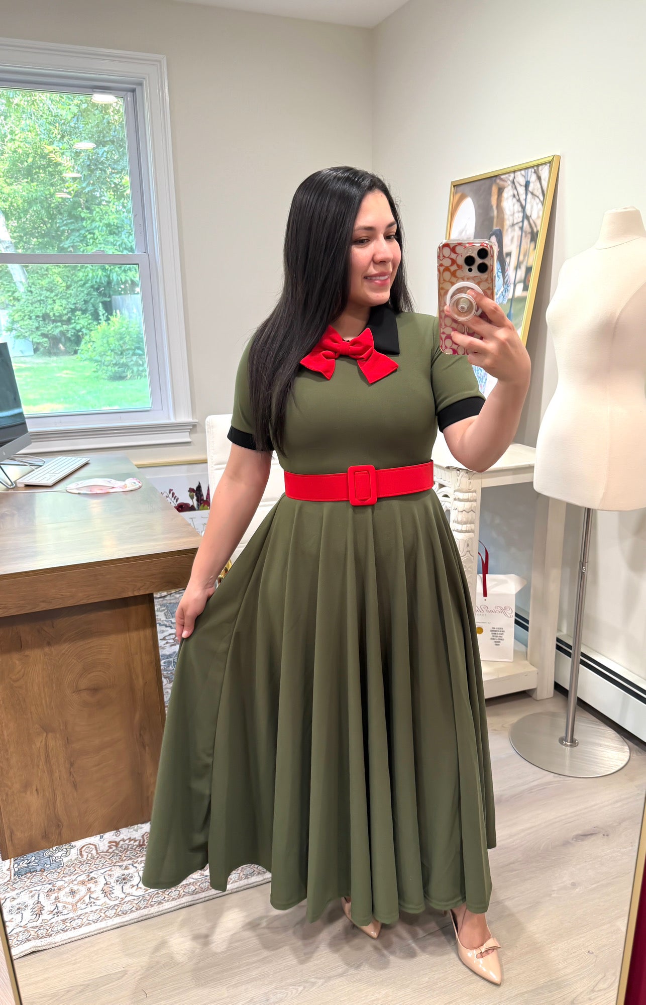 Belted Saylor Olive Maxi Dress
