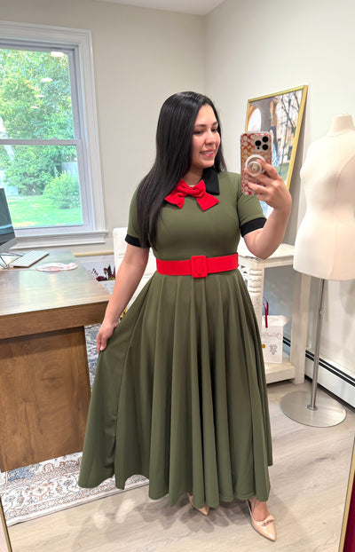 Belted Saylor Olive Maxi Dress