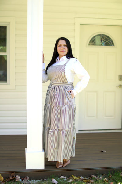 Ivory Navy Stripped Jumper Overall