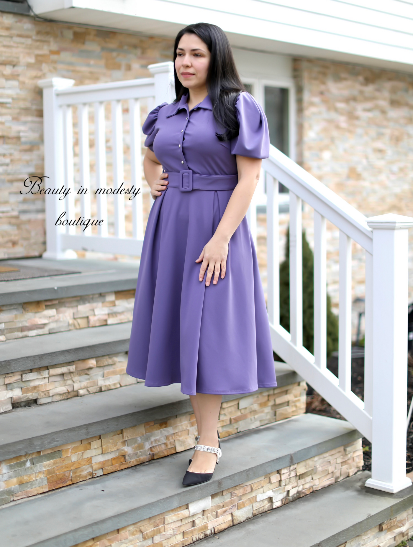 Vintage Soft Purple Midi Dress