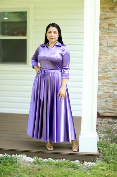 Violeta Satin Collar Maxi Dress