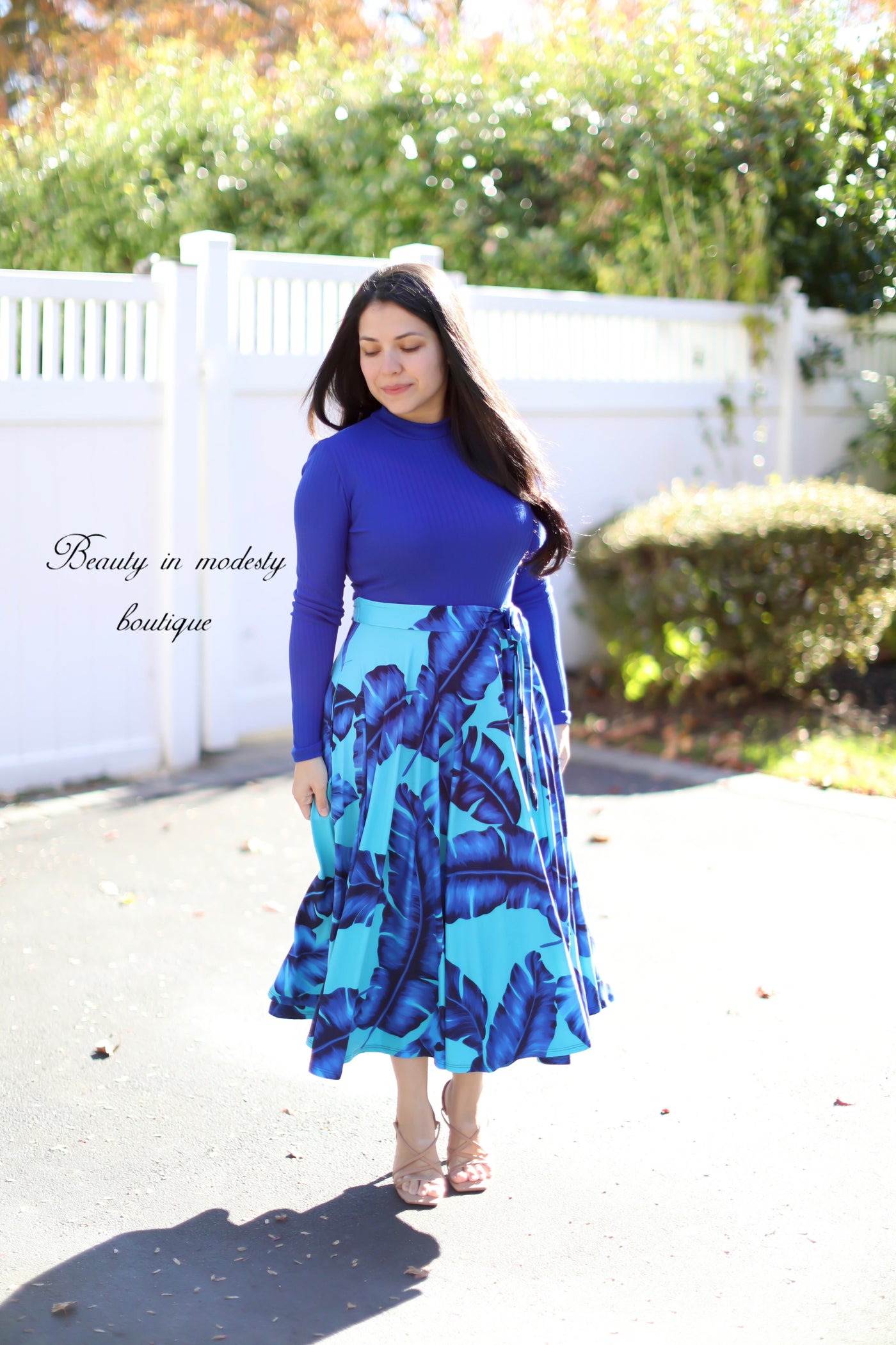 Darling Blue Leaves Midi Dress