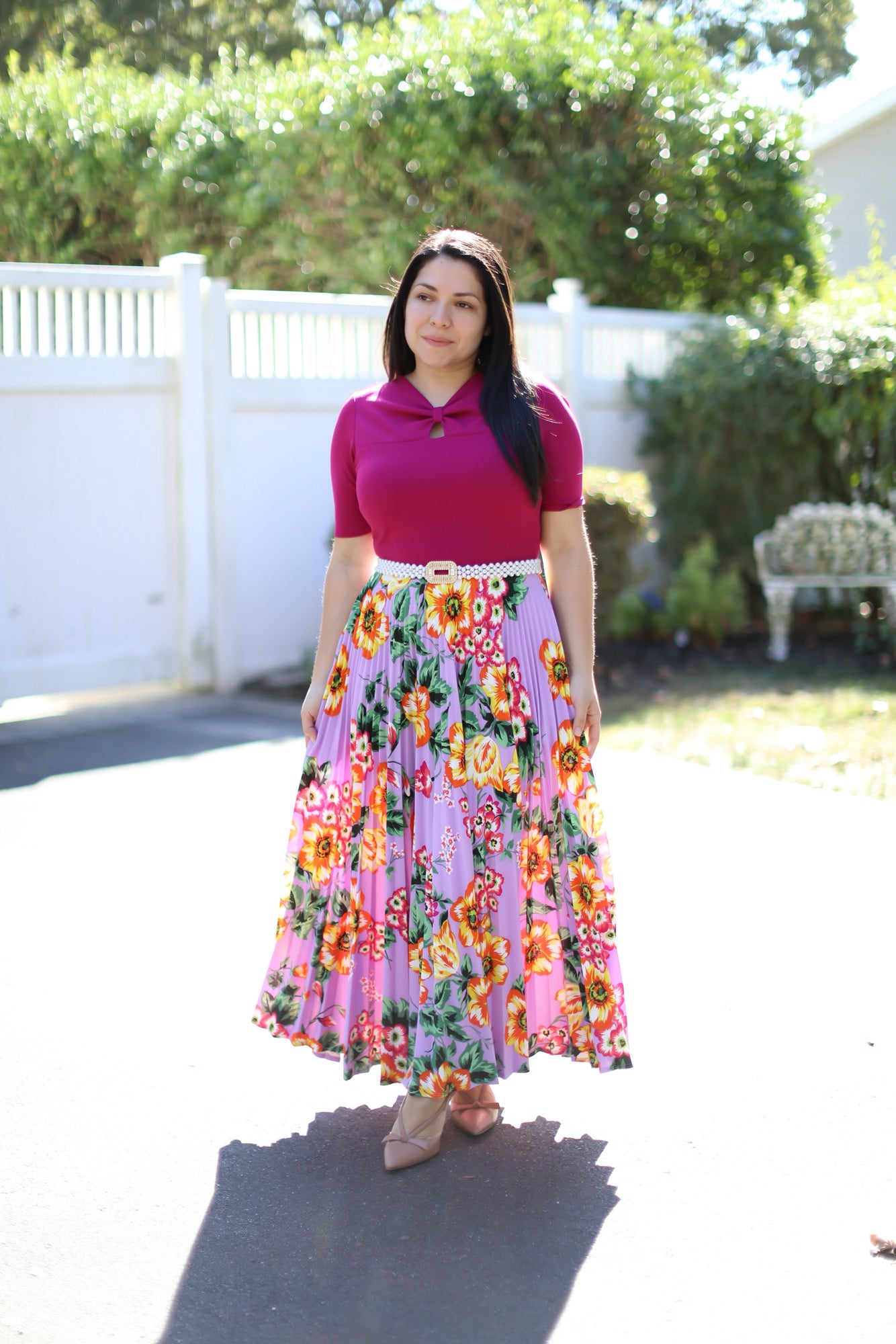 Pleated Bugambilia Maxi Dress