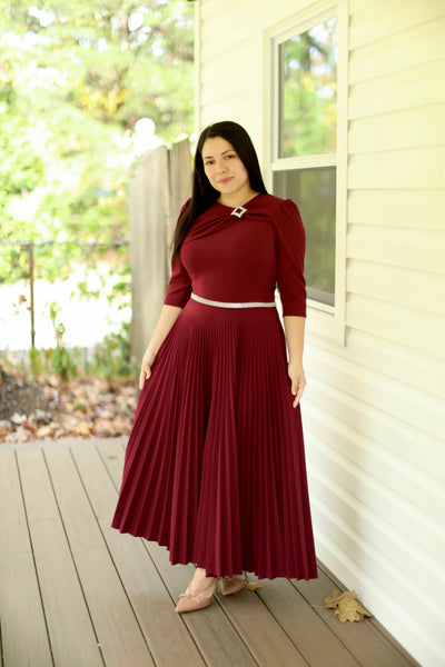 Beautiful Vine Pleated Maxi Dress