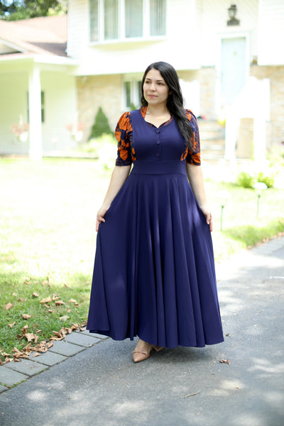 Navy Floral Stretchy Top