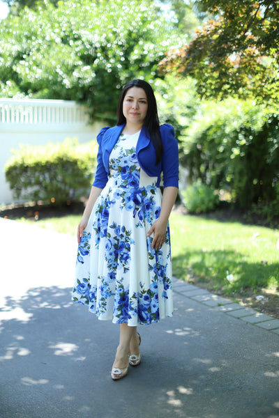 Royal Floral Midi Dress