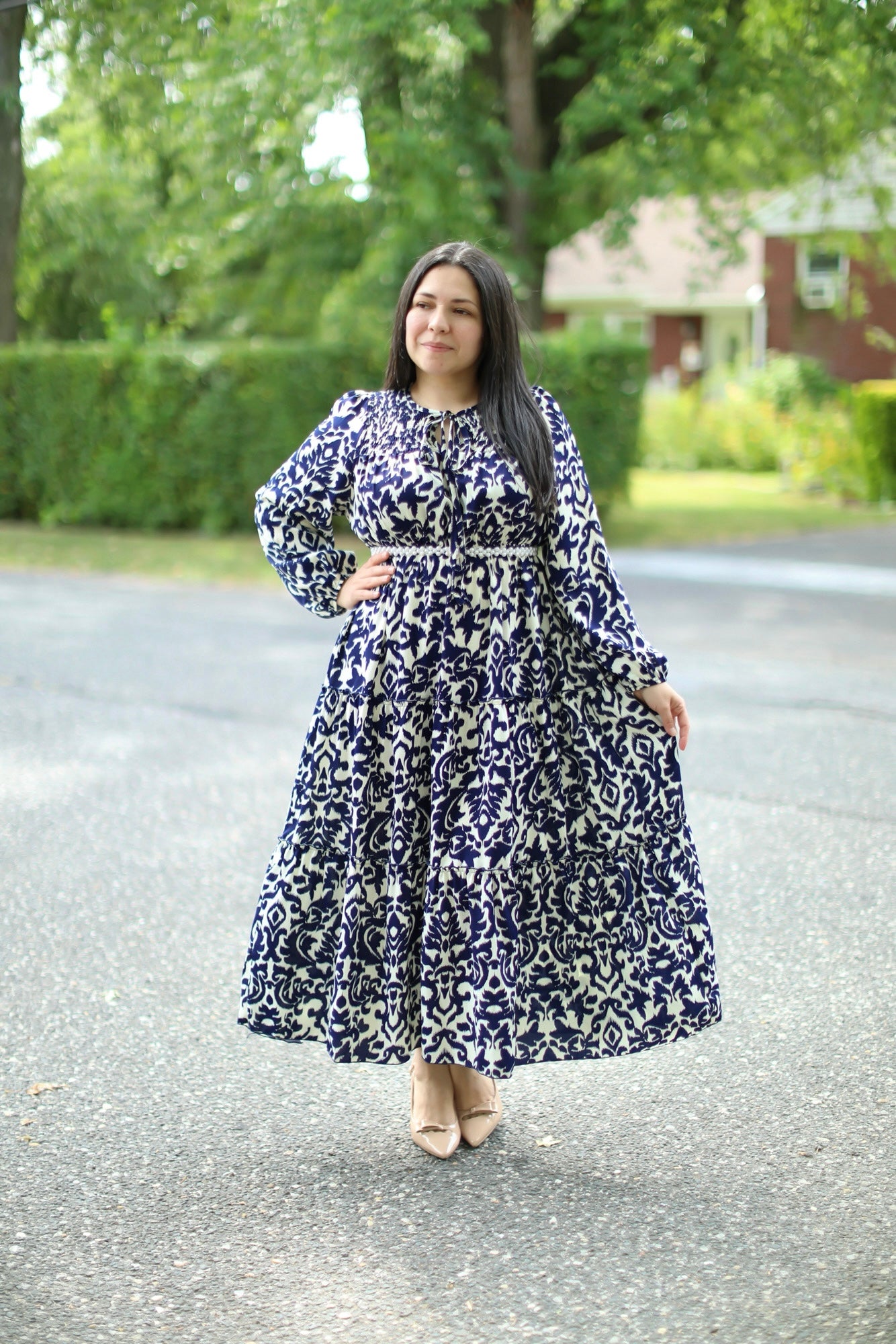 Keny Blue & White Maxi Dress