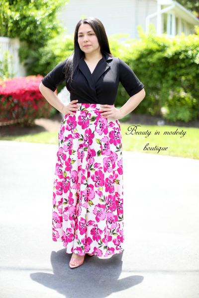 Nailah Black / Pink Maxi Dress