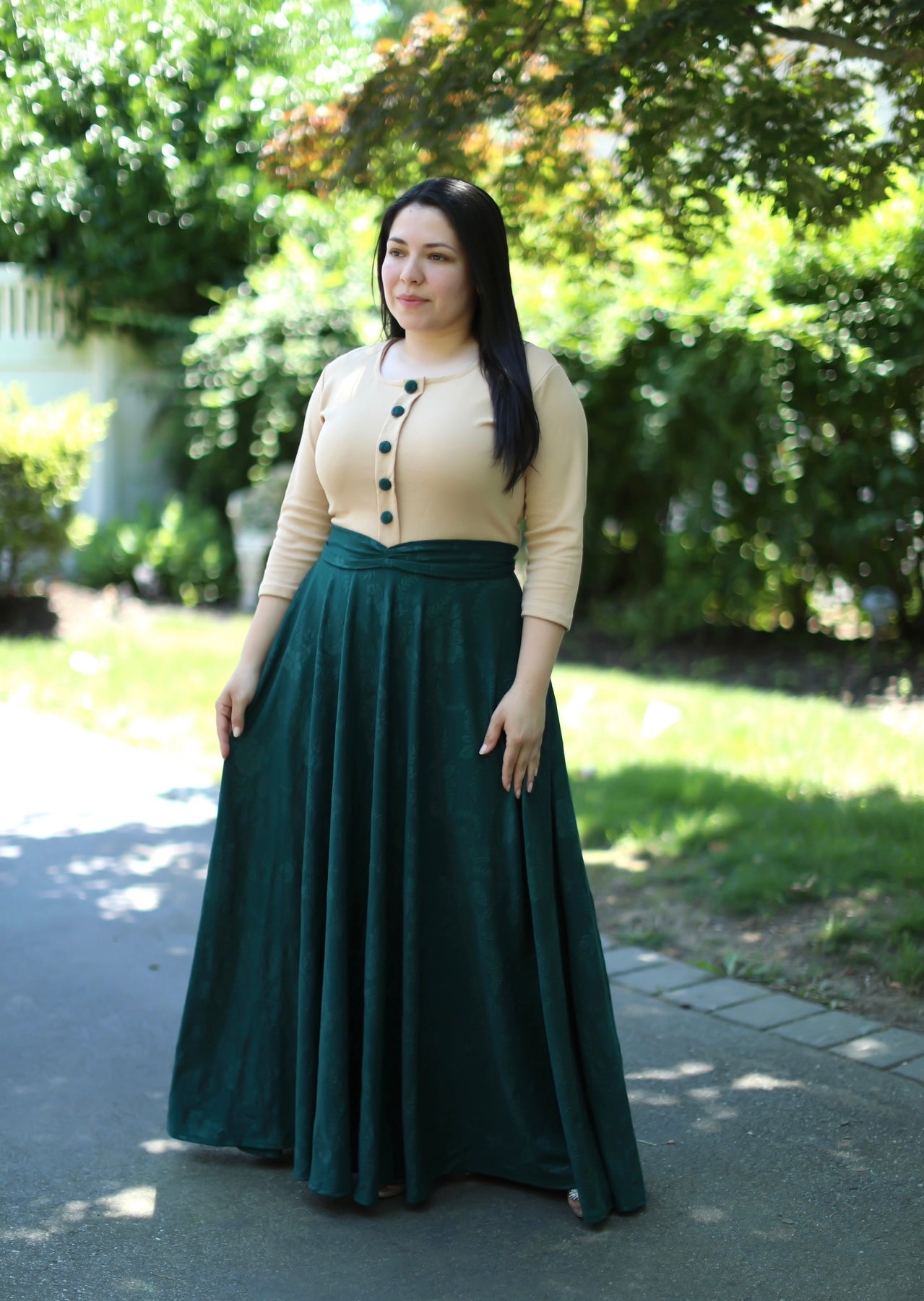 Claudia Beige / Hunter Buttons Maxi Dress