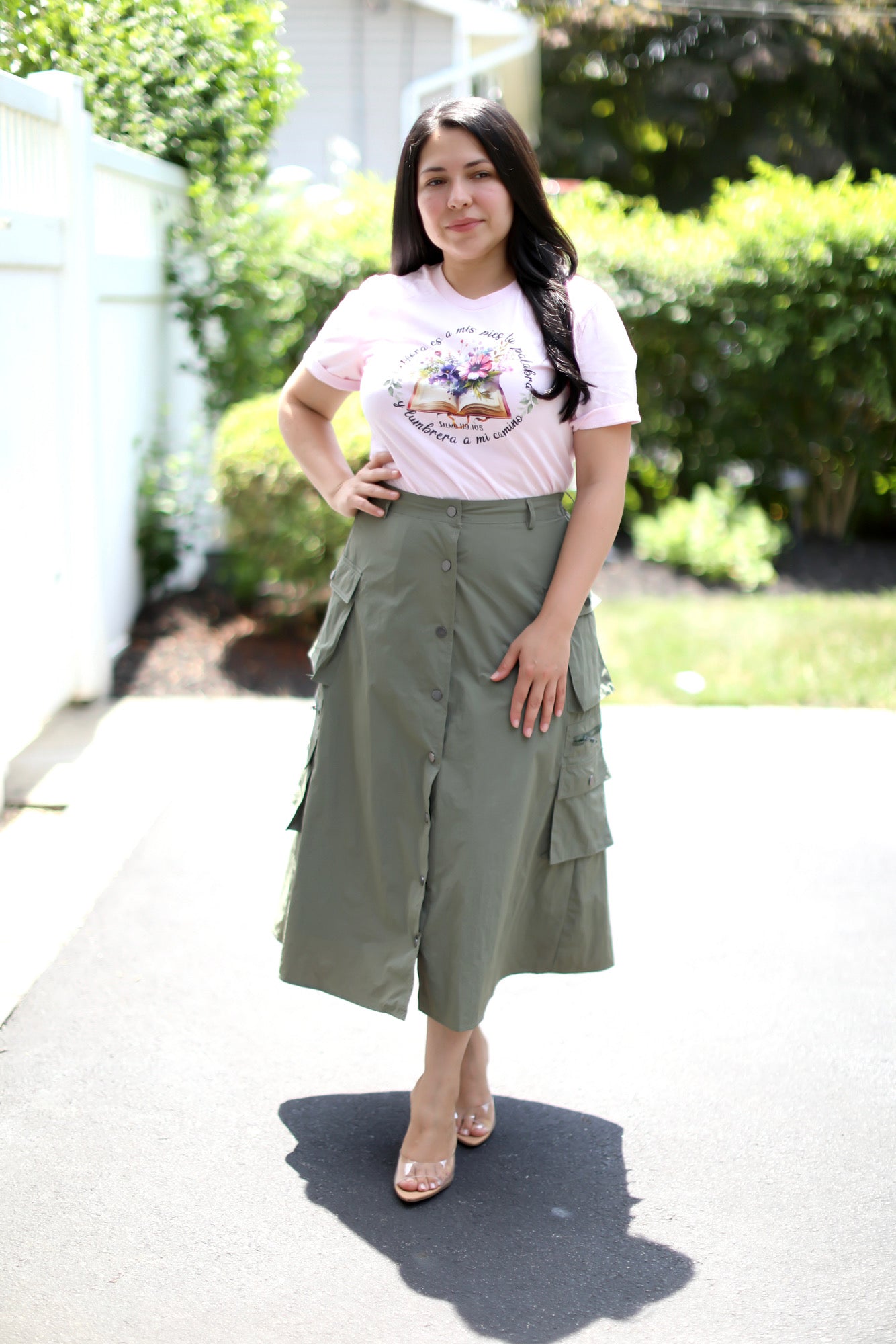 Olive Cargo Midi Skirt