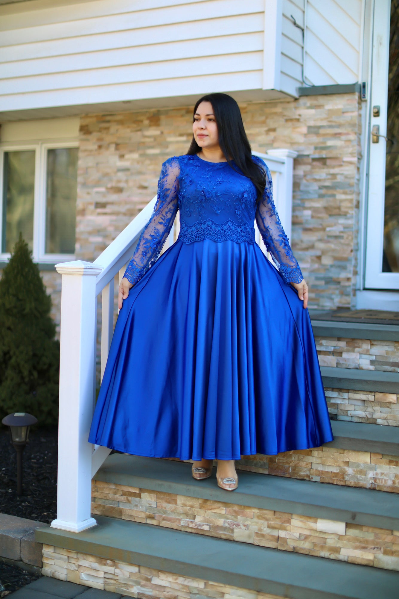 Regina Royal Lace Maxi Dress