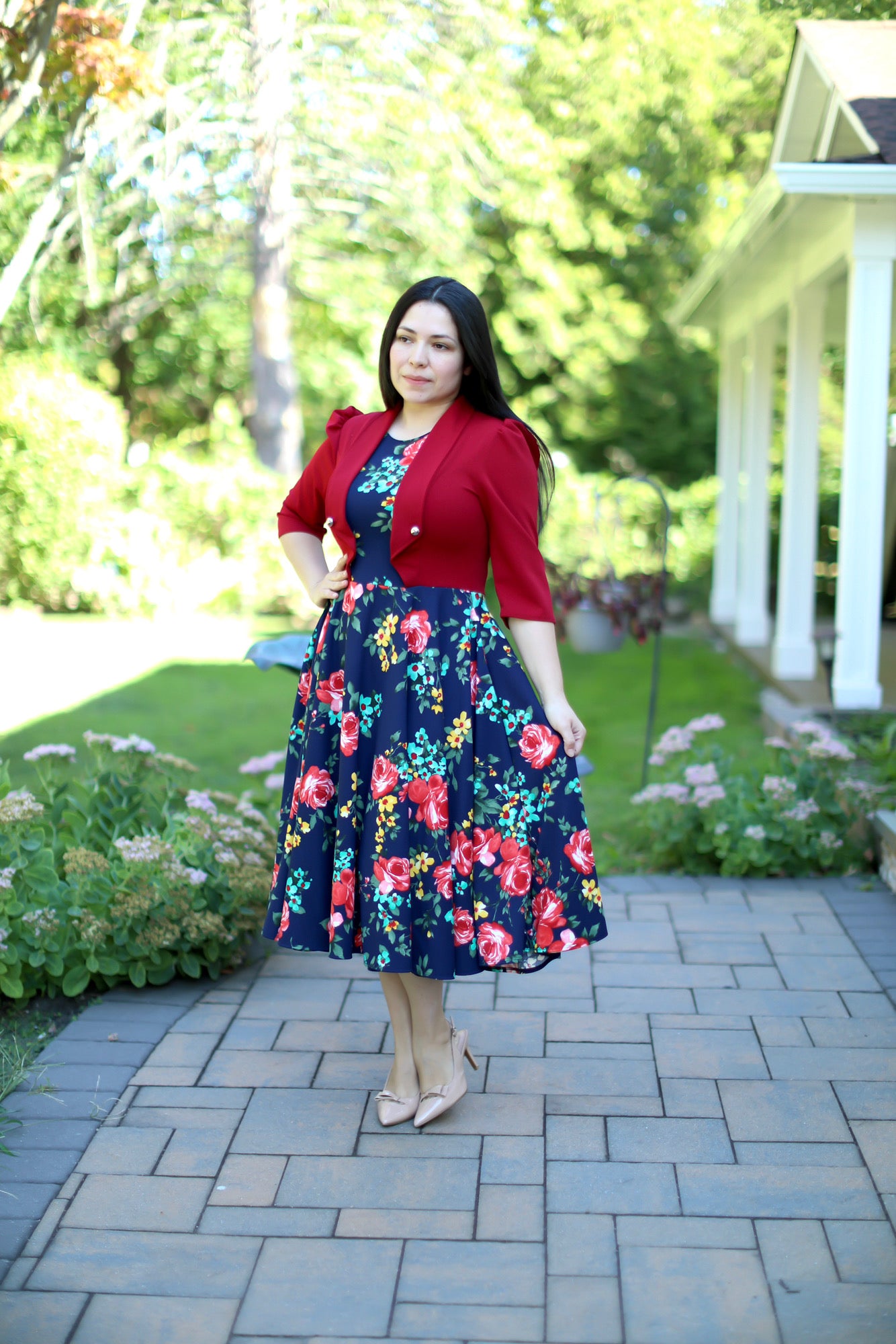 Red Blazer Midi Dress