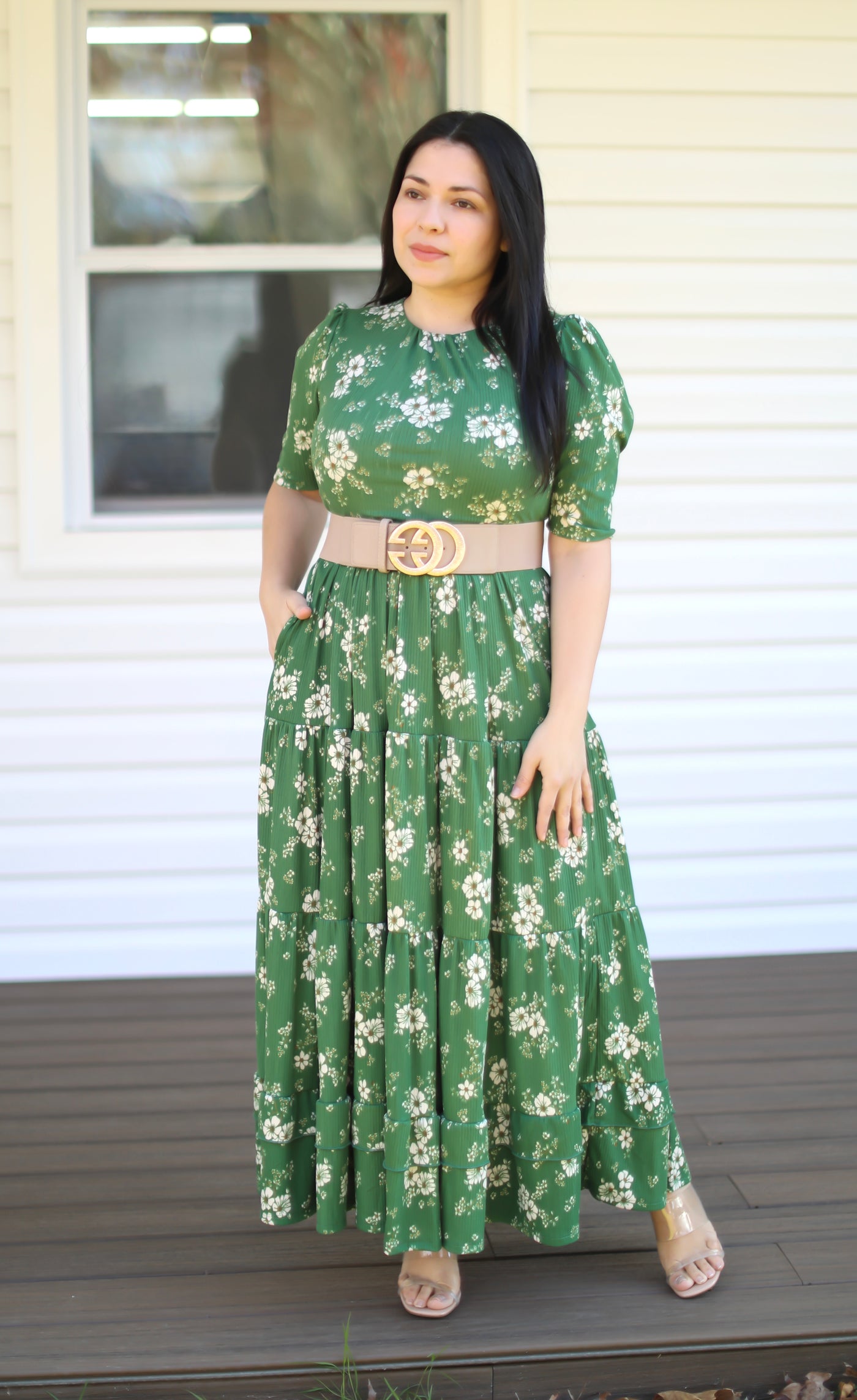 Soft Green Floral Maxi Dress