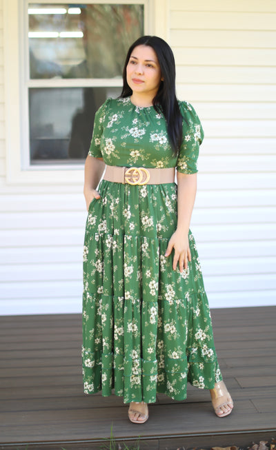 Soft Green Floral Maxi Dress