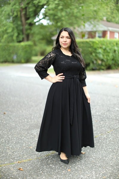 Black Sequins Maxi Dress