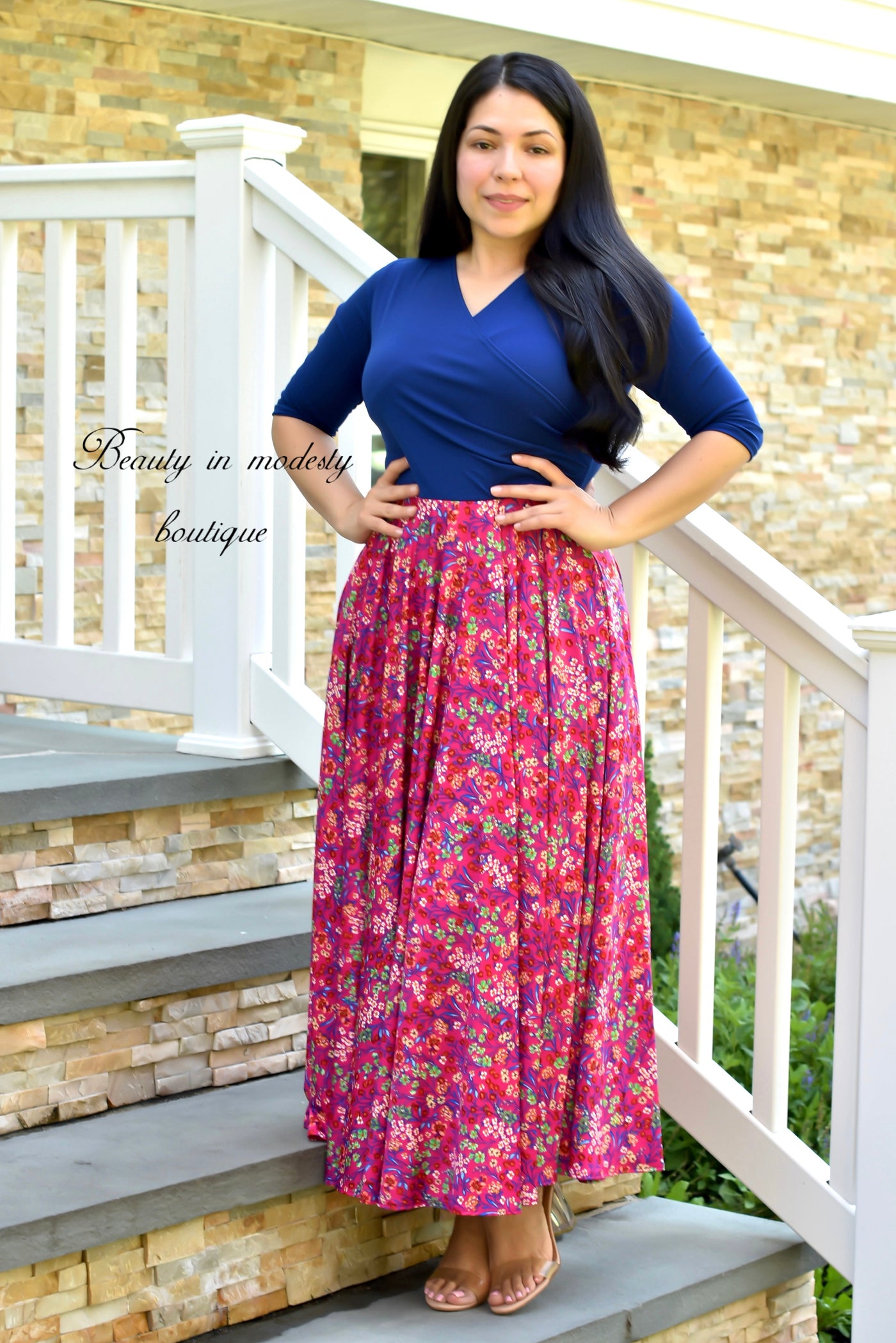 Emelia Blue/Pink Maxi Dress