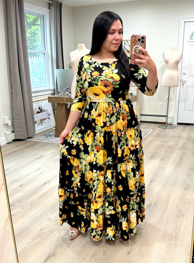 Soft Fabric Black Maxi Dress