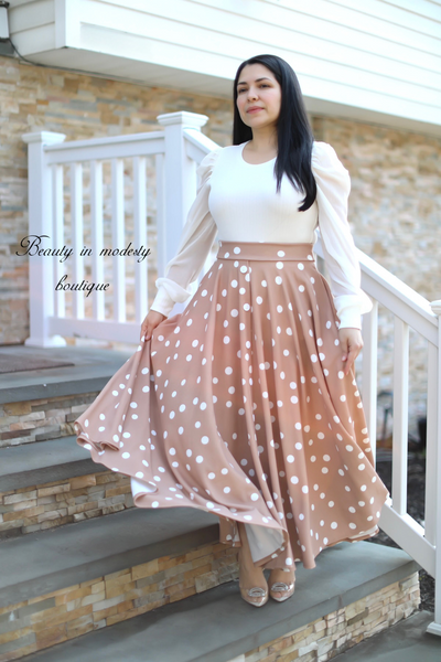 Brown Dots Maxi Skirt