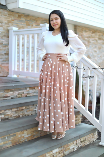 Brown Dots Maxi Skirt