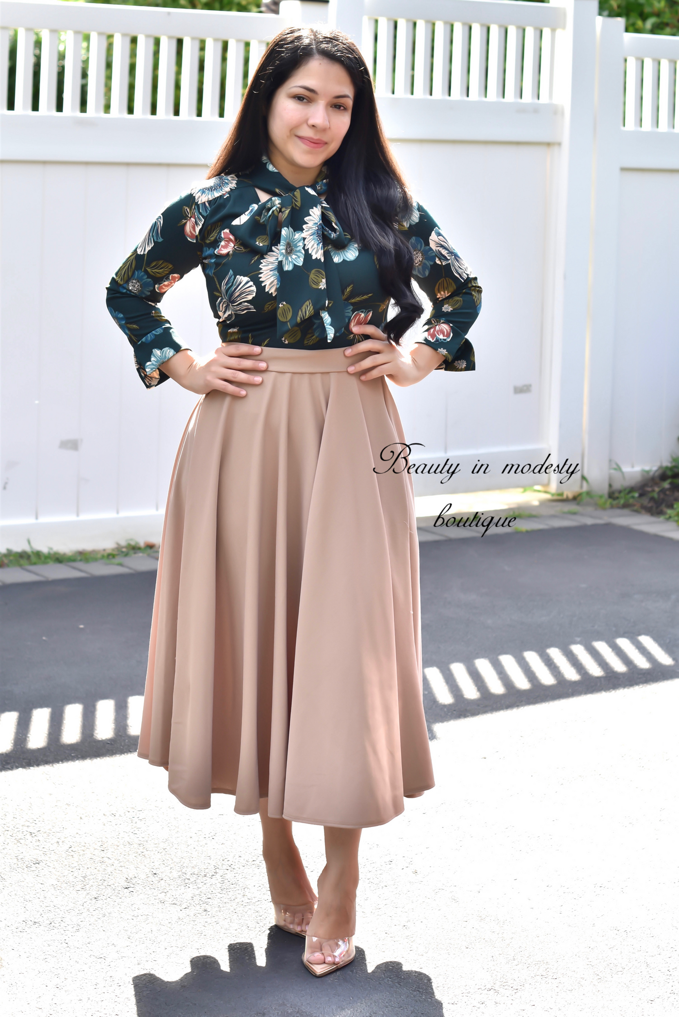 Abelina Green/ Beige Maxi Dress