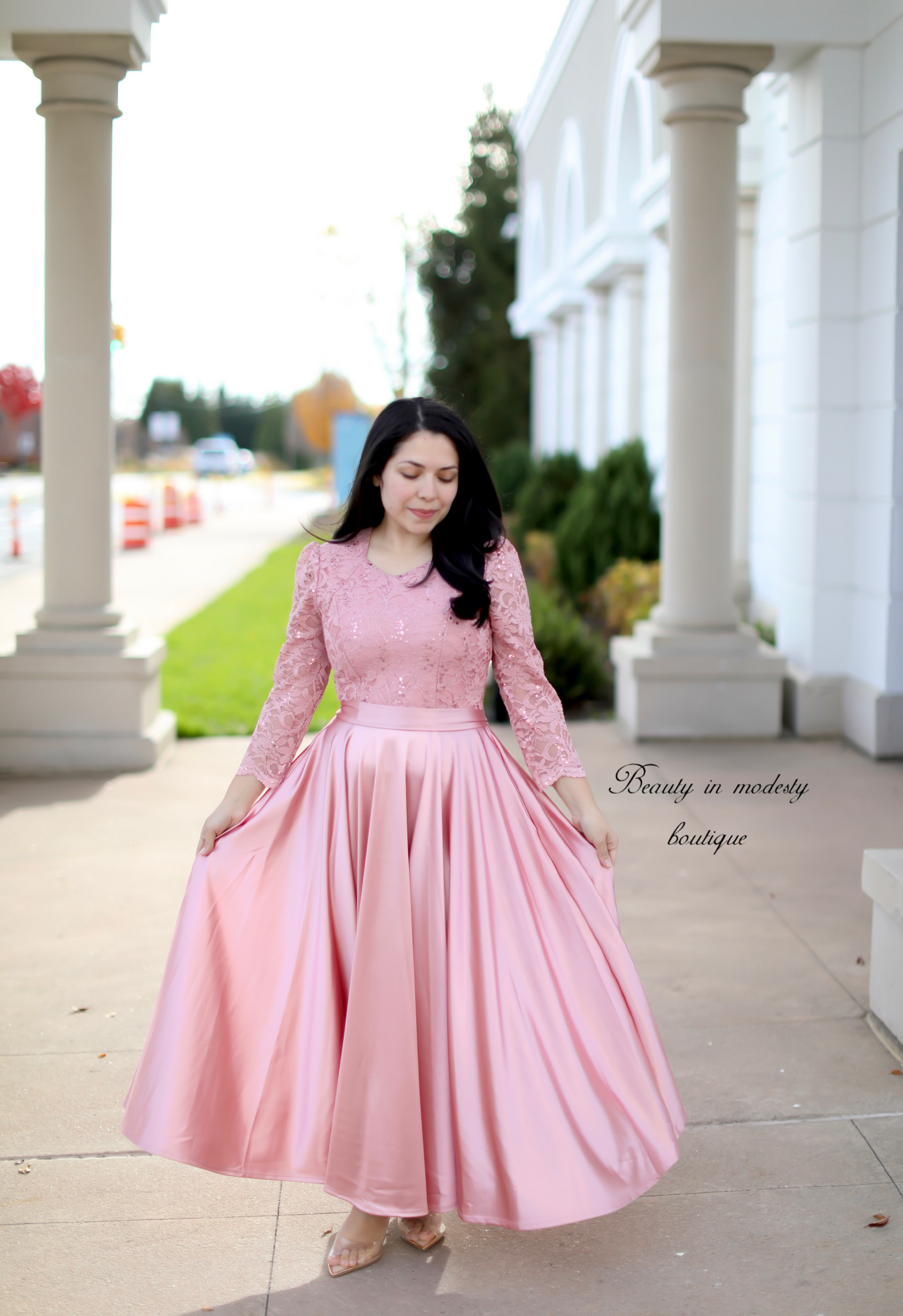 Anniversary Satin Pink Maxi Dress